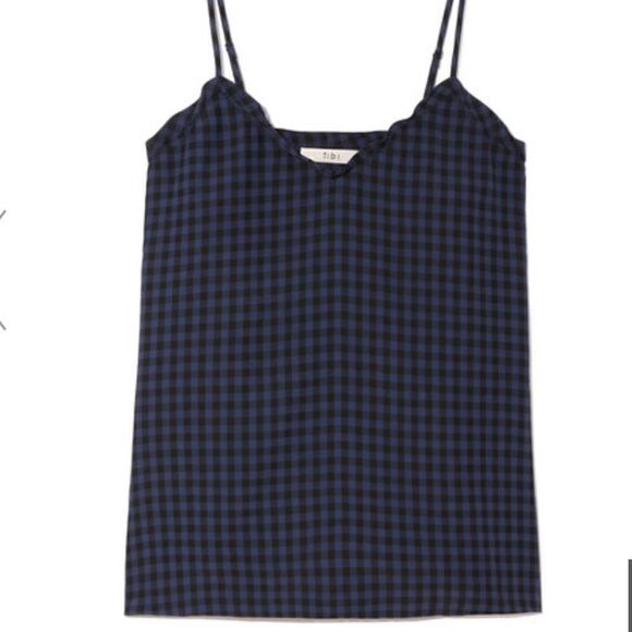 Tibi Viscose Gingham Paperbag Ruffle Cami - Picture 5 of 9